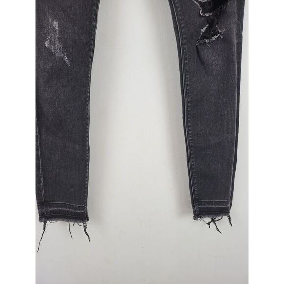 Express Exp Super Soft Ankle Legging Jean 4R Womens High Rise Raw Hem Distressed - Picture 3 of 6